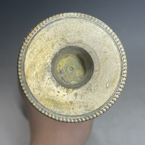 12" Antique Silverplated Brass Art Deco Silver Plate Candlestick Holder Candle - Picture 11 of 13